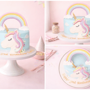 Vibrant Rainbow Unicorn Fondant Cake