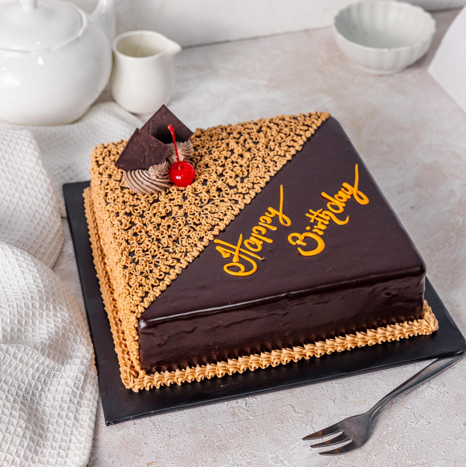 Golden Celebration Birthday Cake