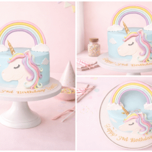 Vibrant Rainbow Unicorn Fondant Cake